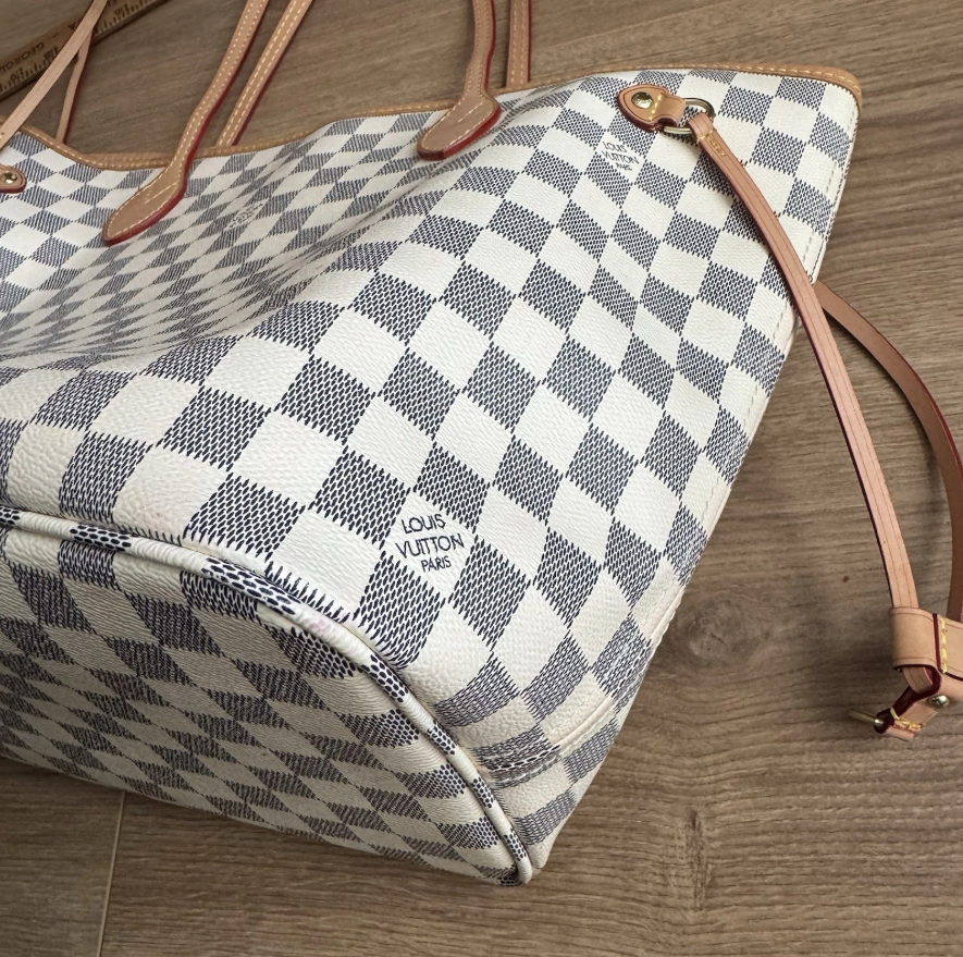 Louis Vuitton Neverfull MM Damier Azur Tote Bag Pink Lining No Pouch SP7154