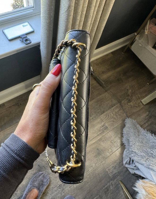 Authentic Chanel 2024 Twin Pocket WOC Mini Black Caviar Gold Hardware Microchip