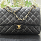 Chanel Classic Jumbo Black Caviar Leather Double Flap Shoulder Bag