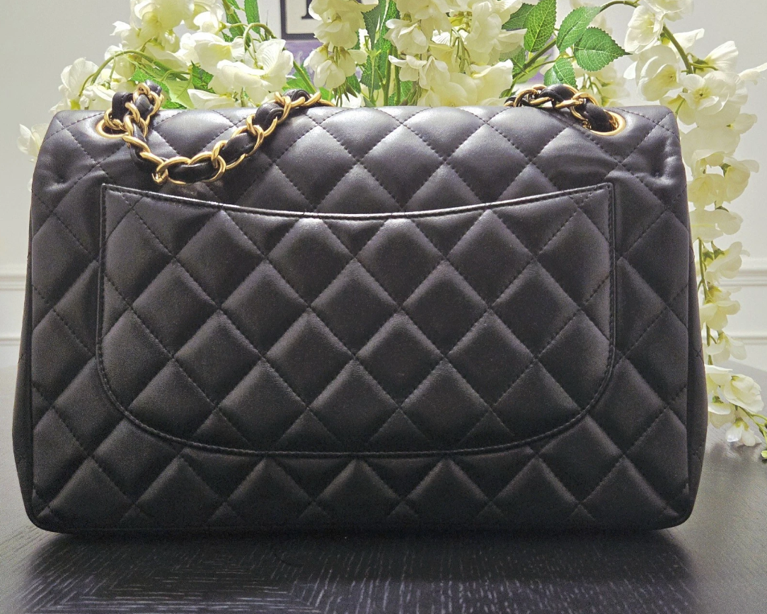 Chanel Classic Jumbo Black Caviar Leather Double Flap Shoulder Bag