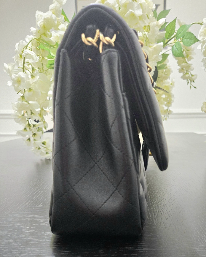 Chanel Classic Jumbo Black Caviar Leather Double Flap Shoulder Bag