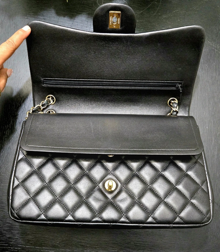Chanel Classic Jumbo Black Caviar Leather Double Flap Shoulder Bag