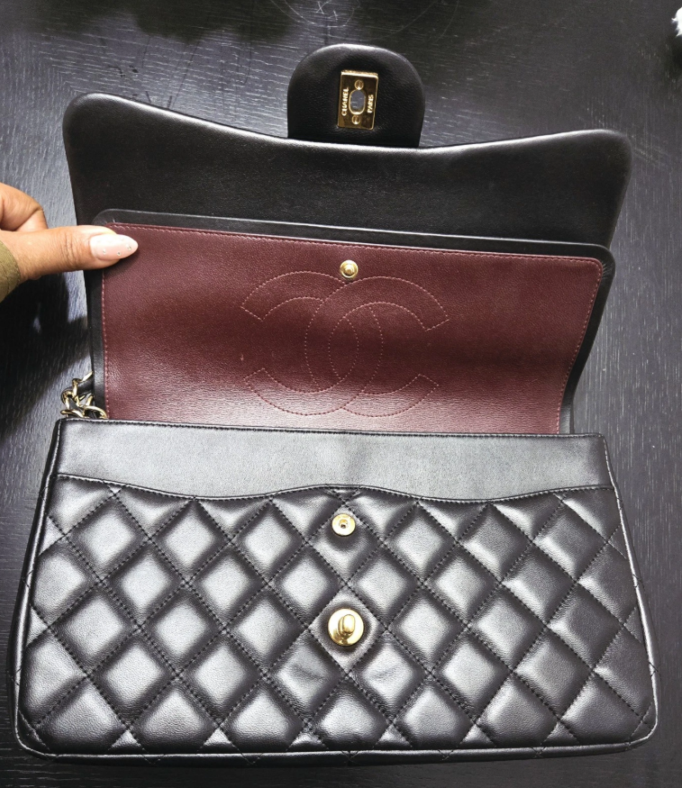Chanel Classic Jumbo Black Caviar Leather Double Flap Shoulder Bag