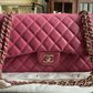 Authentic Chanel Classic Double Flap Quilted Lambskin Leather Jumbo Pink Bag