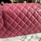 Authentic Chanel Classic Double Flap Quilted Lambskin Leather Jumbo Pink Bag