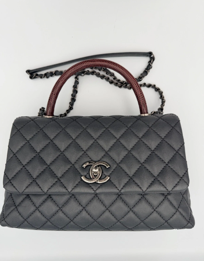 Chanel Caviar Lizard Quilted Medium Coco Handle Flap Bag