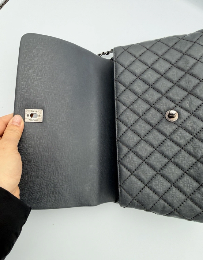 Chanel Caviar Lizard Quilted Medium Coco Handle Flap Bag