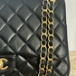 Auth Chanel Maxi Double Flap Classic Black Lambskin Matelasse Bag Large