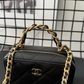 CHANEL Vanity Matelasse Lambskin Leather Top Handle Chain Shoulder Bag Black