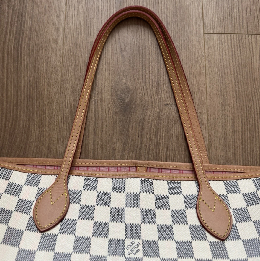 Louis Vuitton Neverfull MM Damier Azur Tote Bag Pink Lining No Pouch SP7154