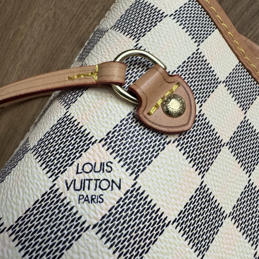 Louis Vuitton Neverfull MM Damier Azur Tote Bag Pink Lining No Pouch SP7154