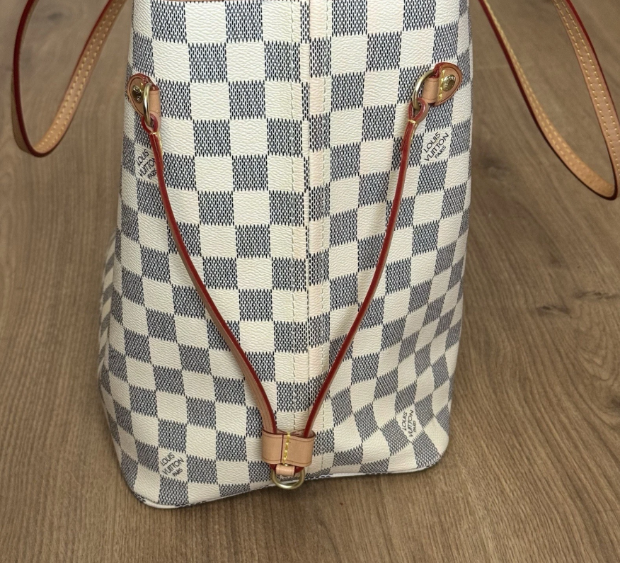 Louis Vuitton Neverfull MM Damier Azur Tote Bag Pink Lining No Pouch SP7154