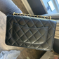 Authentic Chanel 2024 Twin Pocket WOC Mini Black Caviar Gold Hardware Microchip