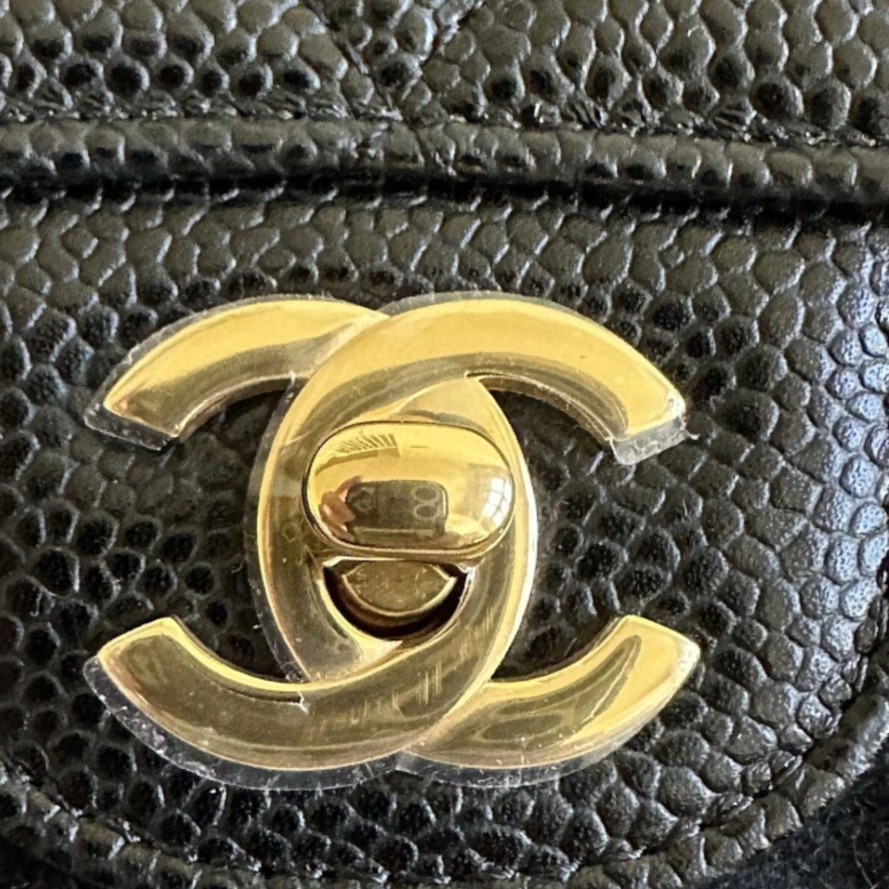 CHANEL Black Caviar GHW Quilted SMALL Classic Double Flap